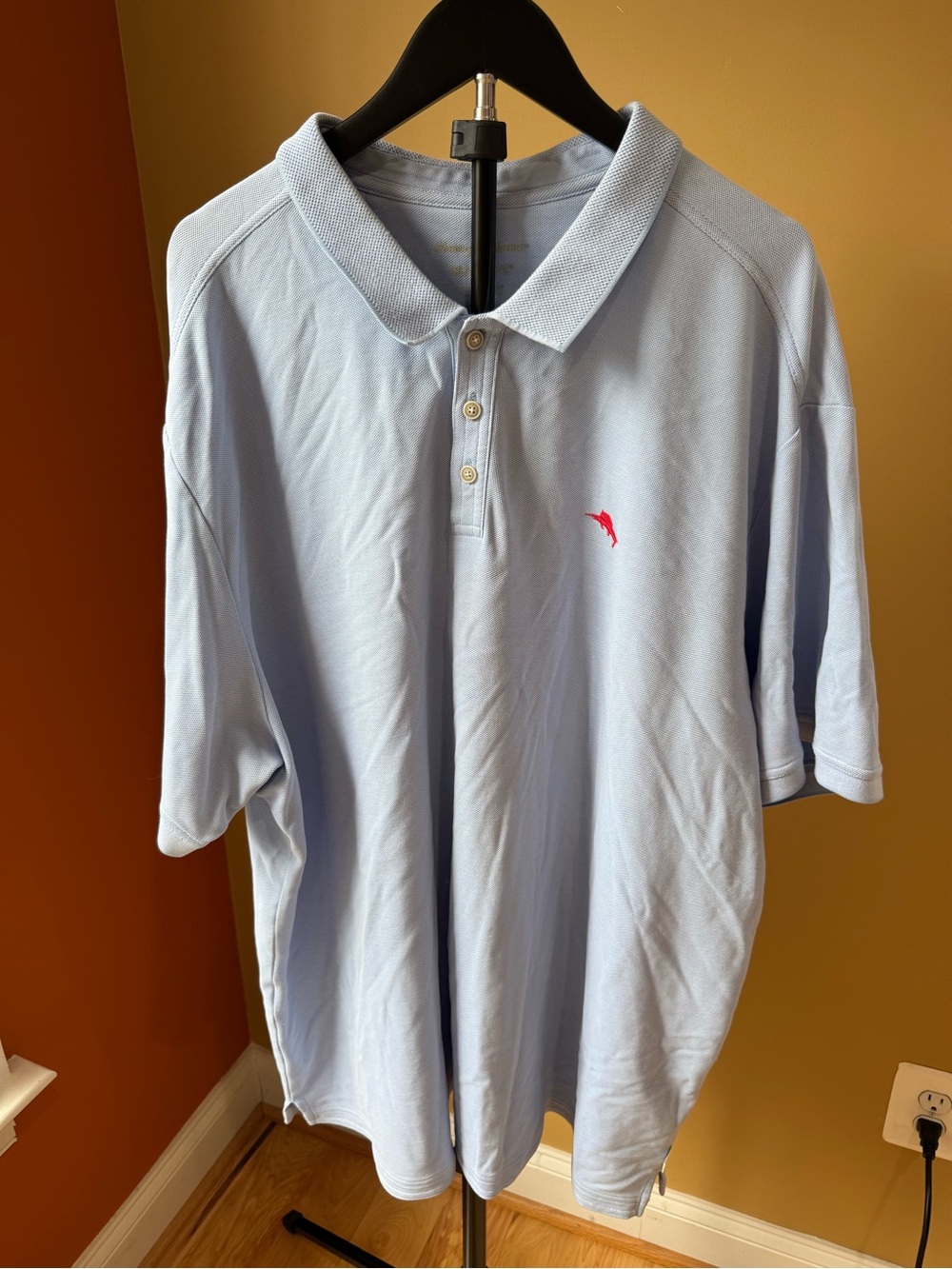 Tommy Bahama Light Blue Polo with Red Marlin Logo